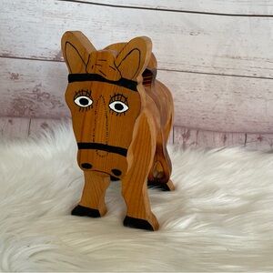 Vintage Robroy Handmade Wooden Horse Coin Bank Painted Whimsical Farmhouse